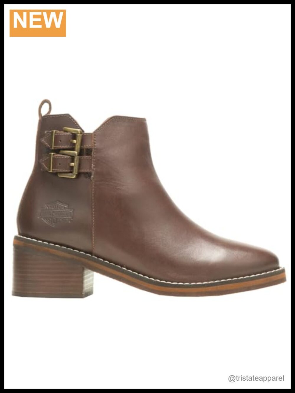 Harley-Davidson Women's Jonetta Buckle Ankle Boots, Round Toe, Stacked Heel,